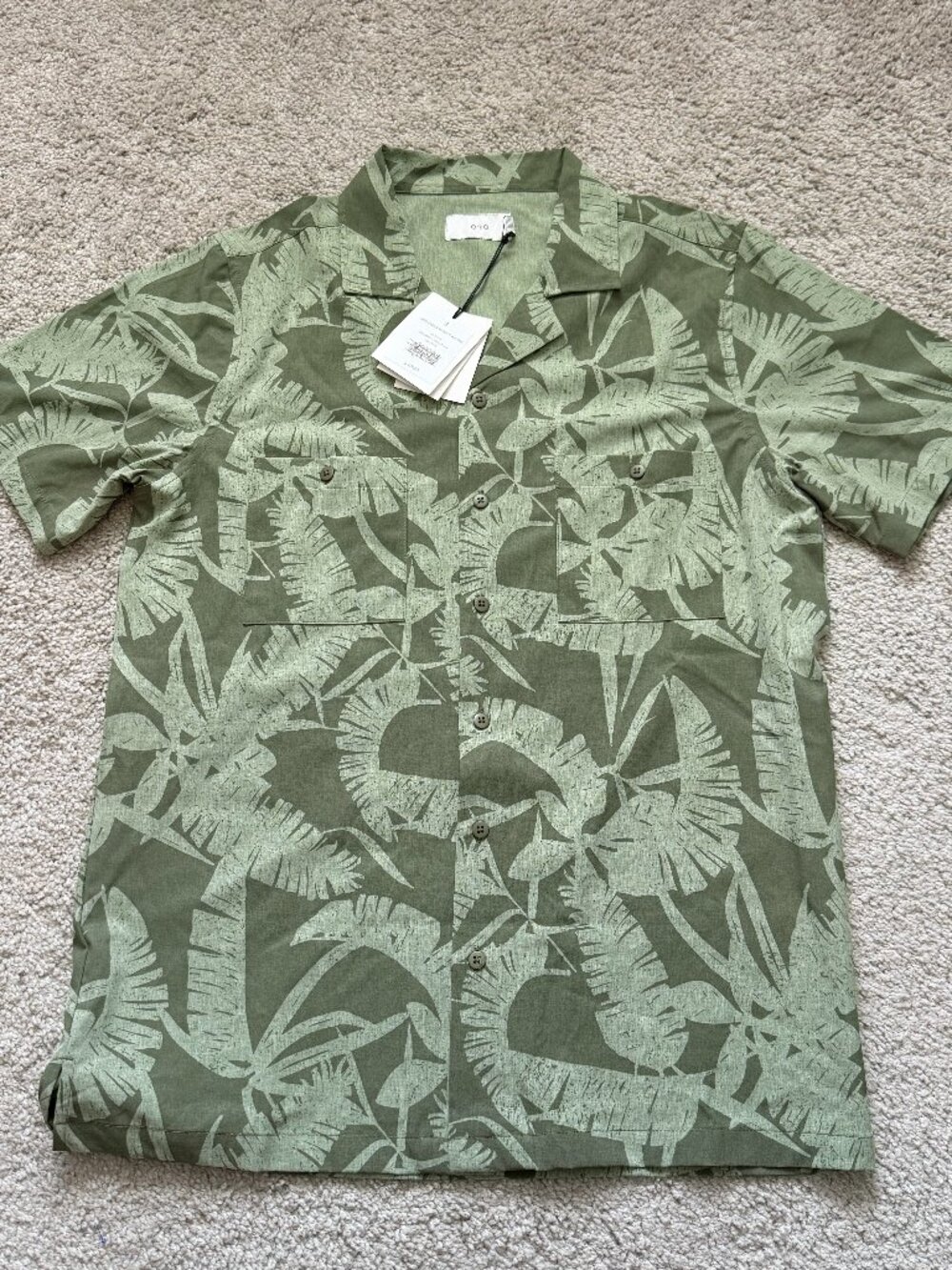 Onia Camp Over Mens S Olive Palm Shirt NWT Resortcore Coastal Vacation Y2K 4371